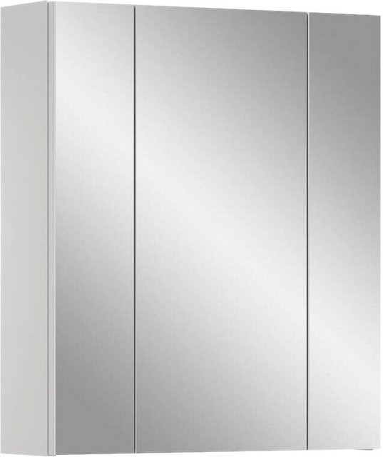 Spiegelschrank Ice von xonox.home in Weiß Hochglanz mit LED-Beleuchtung und Steckdose für den Badezimmer, B/H/T: 60 x 55 x 46 cm - Bild 1