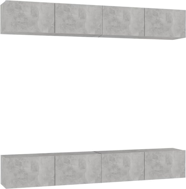 Set aus 4 vidaXL TV-Schränken aus Holzwerkstoff in Betongrau, B/T/H: 100 x 30 x 30 cm - Bild 1
