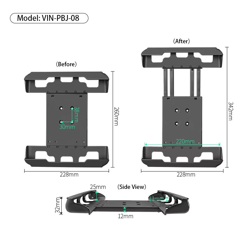 VINmounts Robuster Kunststoff-Tabletständer mit Federmechanismus und Verstellbarkeit, Schwarz, Modell VIN-PBJ-08 - Bild 2