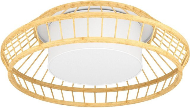 Eglo LED-Deckenleuchte Yuku-Z aus Bambus in Weiß mit Durchmesser: 47 cm - Bild 1
