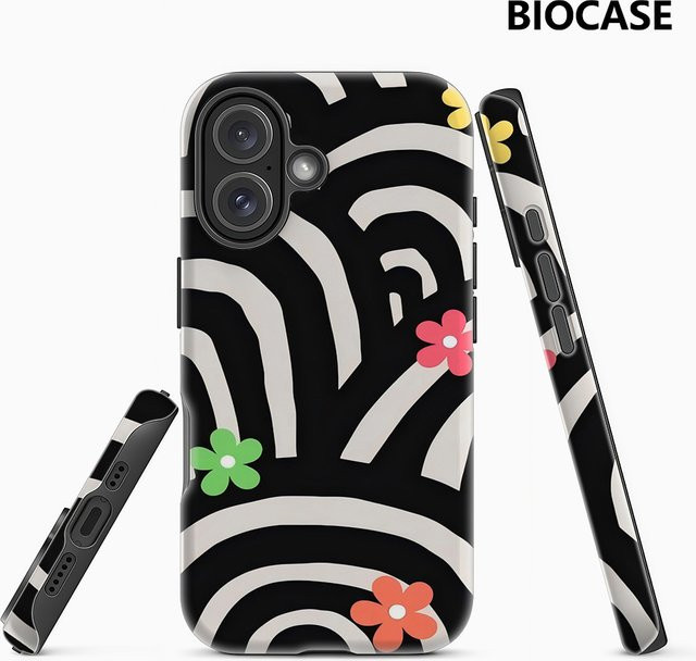 Flower Line Maze Handyhülle für iPhone 17 16 15 14 13 12 11 Pro Max Plus mit doppelschichtiger Rückseite in Multicolour - Bild 1