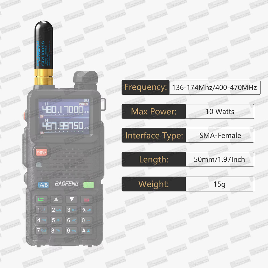 RONGYIN SRH805S Mini Dual Band Antenne 144/430MHz mit SMA-Buchse in Schwarz - Bild 2