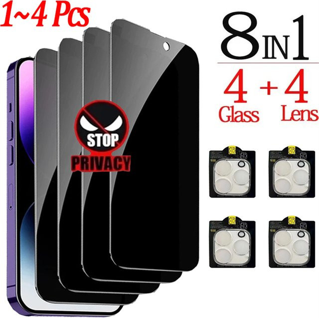 Anti-Spionage Sichtschutzfolie und Kameraschutzfolie für Apple iPhone 15, transparent - Bild 1