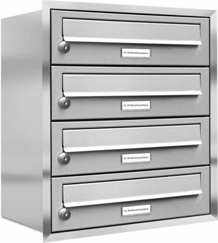AL Briefkastensystem für 4 Parteien zur Unterputzmontage, silberfarben, B/H/T: 42,5 x 50 x 27,5 cm - Bild 1