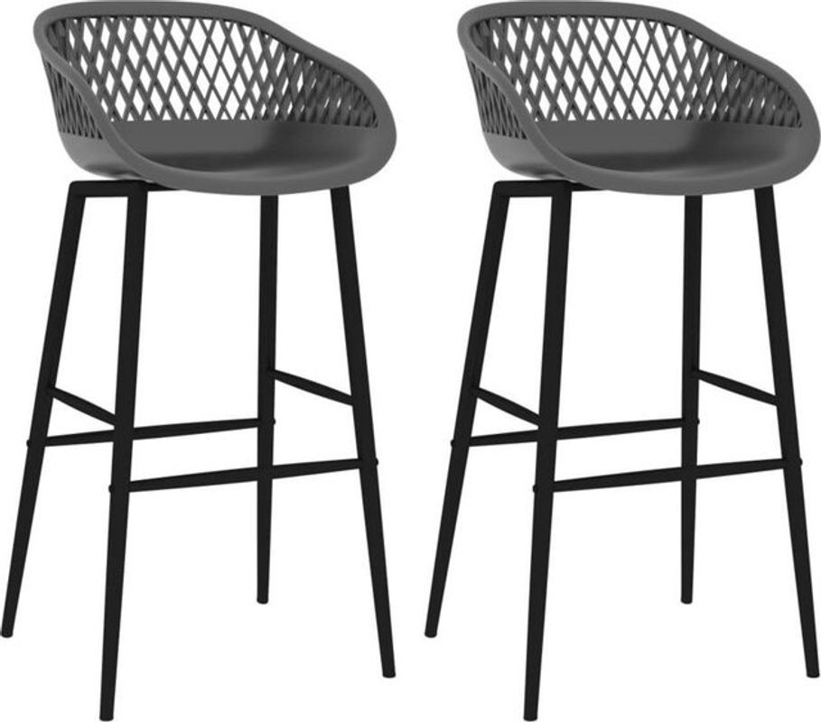Vidaxl Barhocker 2er Set Grau aus Kunststoff und Metall in modernem Design B/T/H: 48 x 47,5 x 95,5 cm - Bild 1