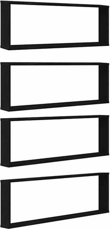 vidaXL Würfelregale 4er Set in Schwarz und Eichen-Optik, wandmontiert, B/T/H: 100 x 15 x 30 cm