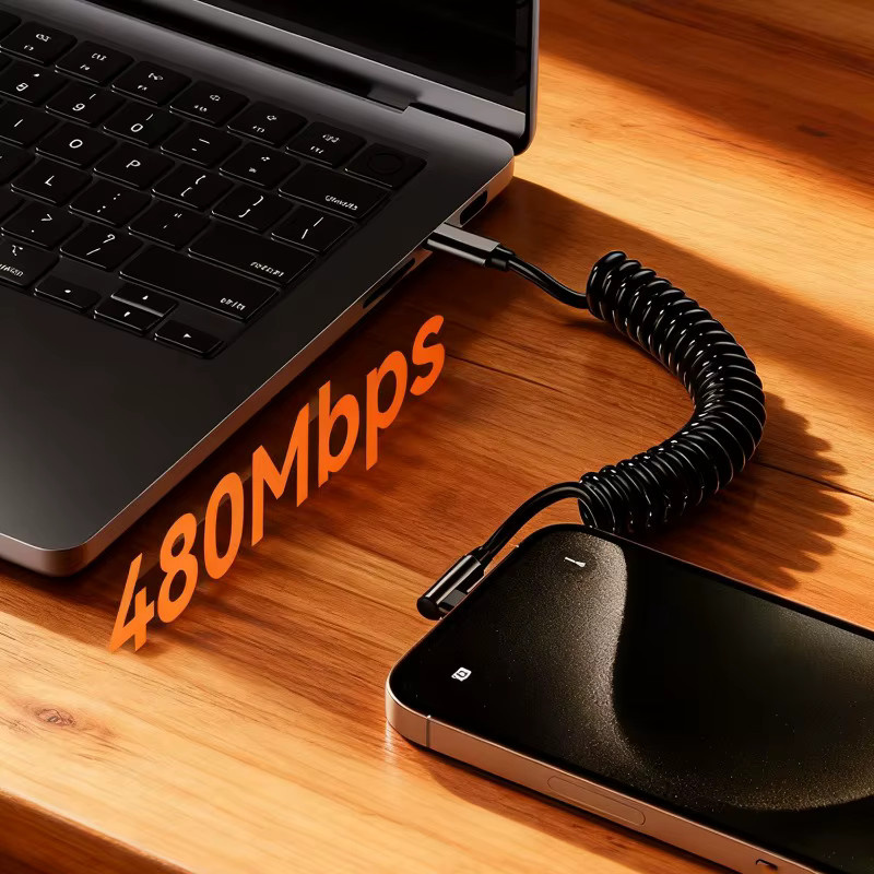 Einziehbares USB-C auf USB-C Schnellladekabel mit 120 W in Schwarz für iPhone, Samsung und andere Geräte - Bild 3