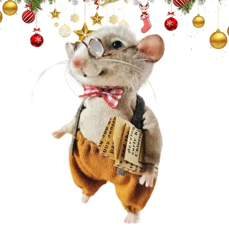 LUSQI Bastelset Wollfilz Maus als Weihnachtsbaum Ornament für kreative Weihnachtsgeschenke - Bild 3