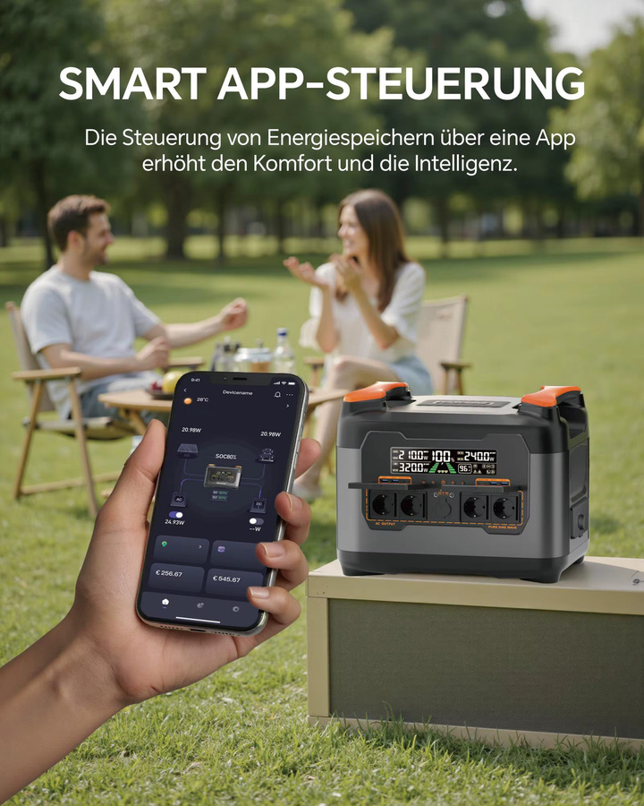 Necespow S2400 Balkon-Powerstation mit 2400W/2048Wh, USV-Notstromversorgung, reinem Sinus-Wechselrichter und Solar-MPPT-Schnellladung, 13 Ausgänge für Camping und Notfälle - Bild 4