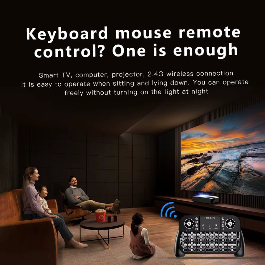 MRSVI V8 Mini-Tastatur mit Touchpad und Air Mouse Fernbedienung, 2,4G/Bluetooth, 7-Farben Hintergrundbeleuchtung, Schwarz/Multicolor, für Android TV Box, Smart TV, HTPC und PC - Bild 4