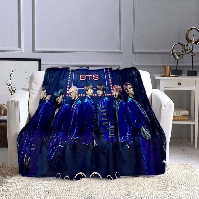 Yunheng BTS Kpop Flanell-Überwurfdecke aus Plüsch, Blau, B/B: 150 x 200 cm - Bild 1