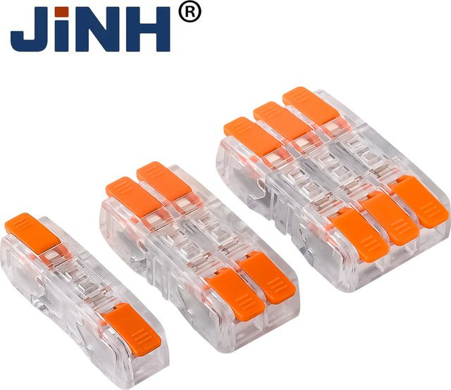 JINH Mini-Kabelverbinder Set mit schneller Verdrahtung, 10 Stück kompakte Push-in-Klemmenblöcke für Elektroleiter, transparent - Bild 1