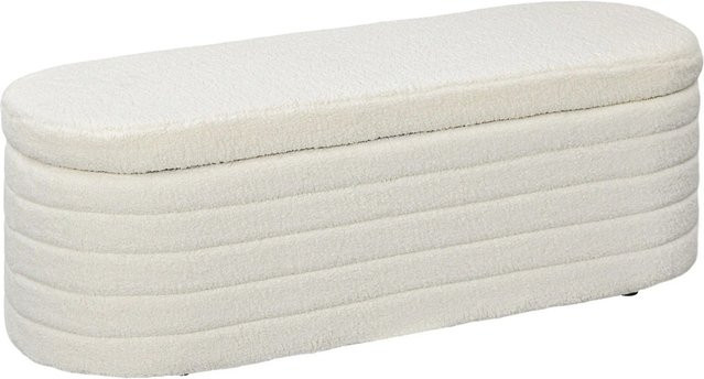 HOMCOM Sitzbank mit Stauraum und Holzbeinen in Cremeweiß, B/T/H: 116 x 41 x 40,5 cm - Bild 1