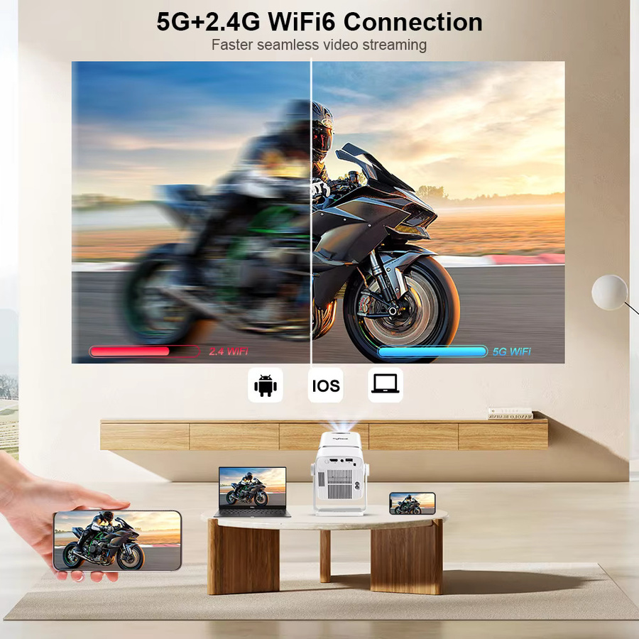 ThundeaL TD80W Mini-Projektor Full HD 4K mit Android und WiFi in Weiß - Bild 3