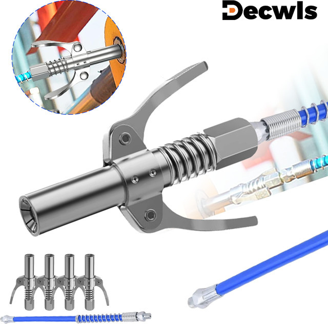 TEMPS DETIR Doppelgriff-Hochdruck-Verriegelungszange mit 30 cm Verbindungsschlauch und NPT1/8-Adapter in Silber - Bild 1