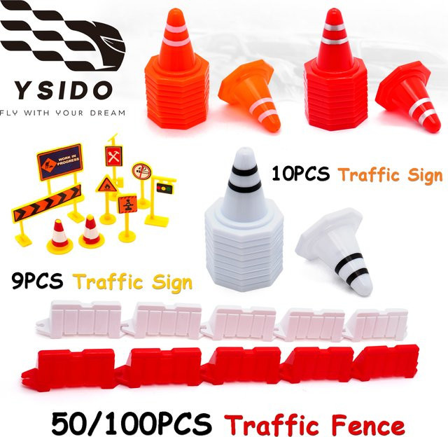 YSIDO Road Barrier Hindernis Feldzaun Verkehrszeichen Mini Verkehrskegel, Zubehör, 1:24 - Bild 1
