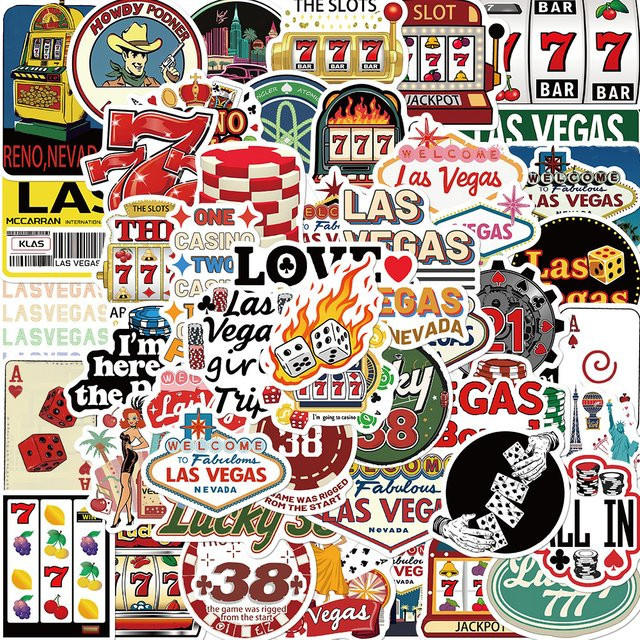 Charile Vintage Las Vegas Aufkleber Set, wasserdichte Retro Sticker für Laptop, Telefon, Skateboard und Auto, Mehrfarbig - Bild 1
