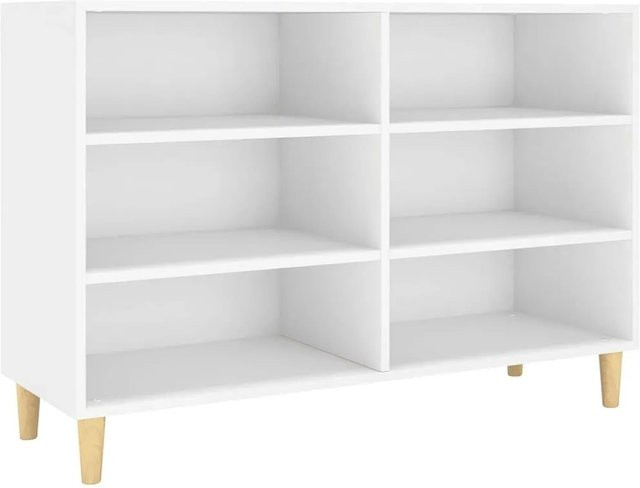 vidaXL Sideboard Weiß im skandinavischen Design aus Holzwerkstoff und Eukalyptus, B/T/H: 103,5 x 35 x 70 cm - Bild 1
