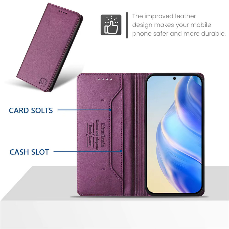 Luxus Leder-Brieftasche Flip-Cover Handyhülle für Xiaomi Poco F8 F7 Ultra F6 F5 X7 X5 X4 Pro X3 NFC F3 in Schwarz oder Lila - Bild 3