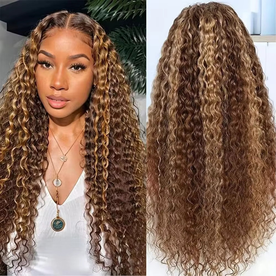 LETMIEO Deep Wave Lace Front Perücke aus Echthaar, P4/27 Ombre, Damen - Bild 5