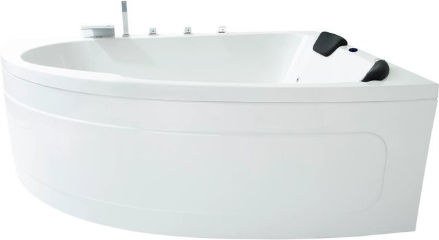 Basera Indoor Eck-Whirlpool Badewanne Guam Rechts für 2 Personen in Hochglanz Weiß, B/T: 180 x 130 cm - Bild 1
