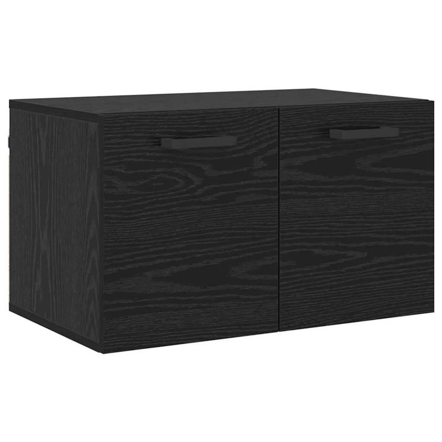 vidaXL Wandschrank modern in Schwarz und Eichen-Optik, Wandmontage mit Scharniertüren, B/T/H: 60 x 36,5 x 35 cm - Bild 2