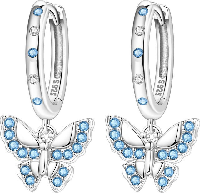 Ohrringe 925 Silber, Zirkonia, Schmetterling, Damen - Bild 1