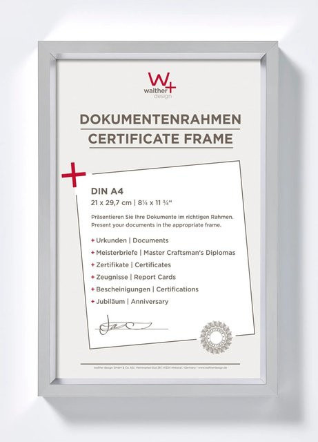 Walther Design Steel Style Kunststoff Bilderrahmen Silber, B: 21,0 cm, H: 29,7 cm - Bild 1