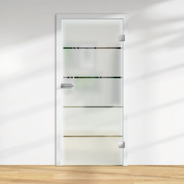 Skyscope Glasdrehtür ESG Floatglas mit Dekor Siebdruck in Weiß, Rechtsanschlag, H x B x T: 197,2 x 83,4 x 0,8 cm - Bild 1
