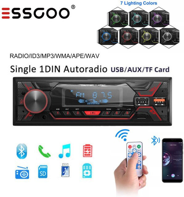 ESSGOO 1Din Autoradio Stereo mit Bluetooth, Freisprecheinrichtung und Fernbedienung in Schwarz - Bild 1