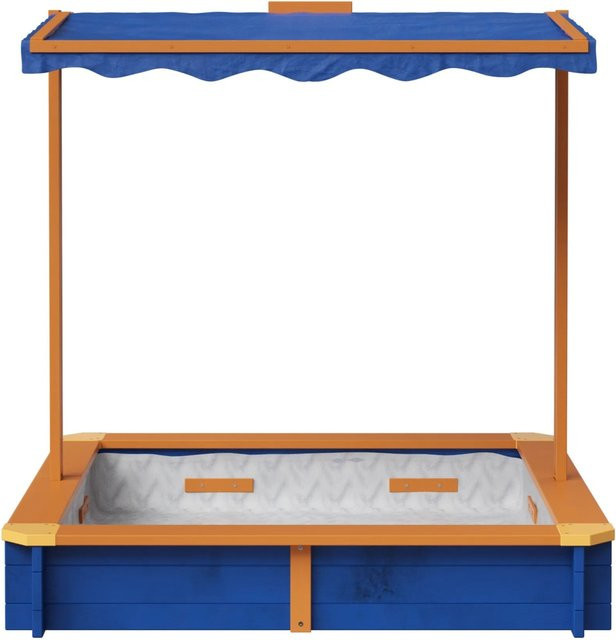 Teamson Kids Sandkasten aus Holz mit Deckel und Baldachin in Blau und Braun - Bild 1