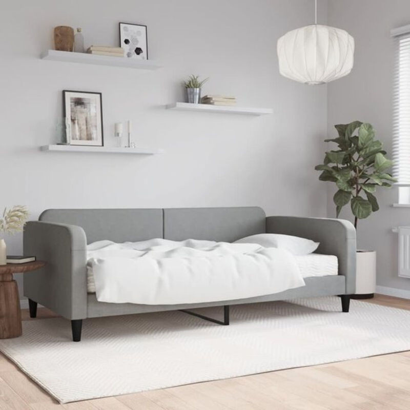 vidaxl Polsterbett Tagesbett mit Matratze aus Stoff und Metall in Grau, B/T: 100 x 200 cm - Bild 1