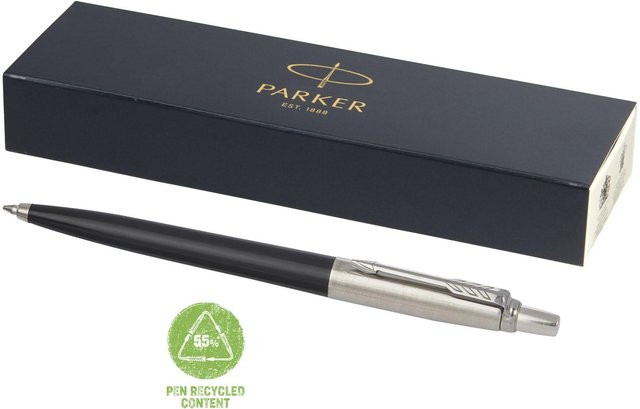 Parker Jotter Recycled Kugelschreiber aus recyceltem Kunststoff und Edelstahl in Dunkelschwarz mit blauer Tinte - Bild 1