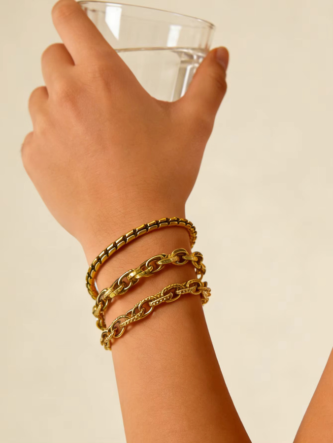 MECYLIFE Armband, Edelstahl, Gold, Damen, Hip-Hop Gliederkette - Bild 3