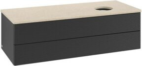 V&B Waschtischunterschrank Antao mit Frontstruktur und Beleuchtung, Farbe: Blau, B/T/H: 120 x 50 x 50 cm - Bild 1
