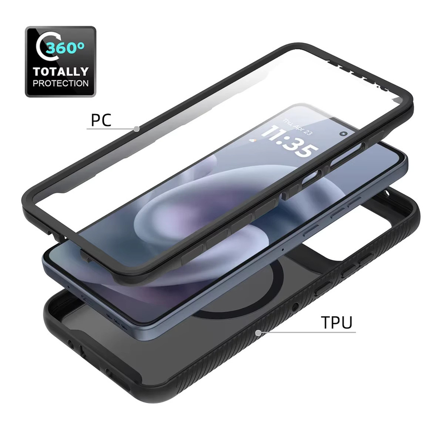 Robuste transparente 2-in-1-Handyhülle für Motorola Moto G86 G56 G06 G55 G35 G05 G77 G67 inklusive magnetischem Panzerglas-Displayschutz - Bild 1