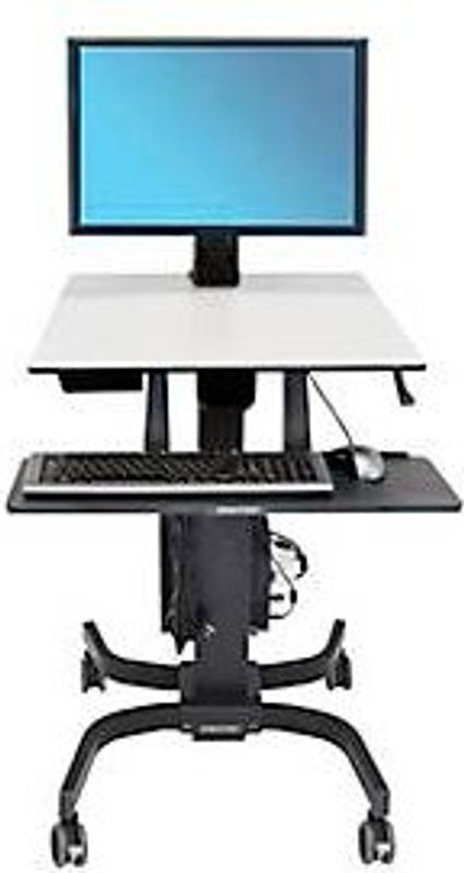 Ergotron WorkFit-C Single HD Steh-Sitz-Arbeitsplatz mit höhenverstellbarer Arbeitsfläche, Monitorarm und Tastaturablage in Schwarz-Grau - Bild 4