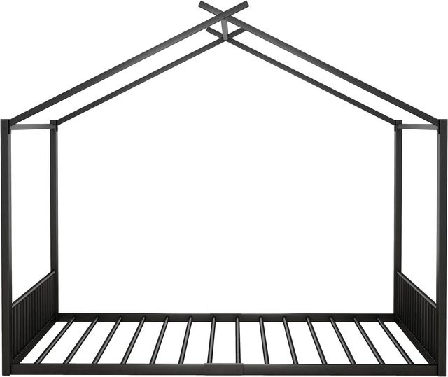 KOMHTOM Metall-Eisenrahmenbett in Schwarz als Flachbett für Kinder, B/T/H: 205 x 140 x 165 cm - Bild 1