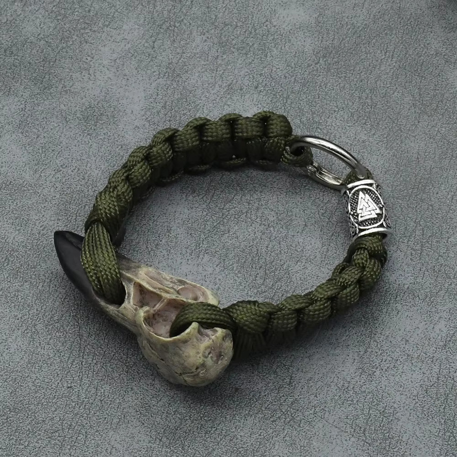Wikinger-Armband Paracord, Edelstahl, Silber, Unisex - Bild 2