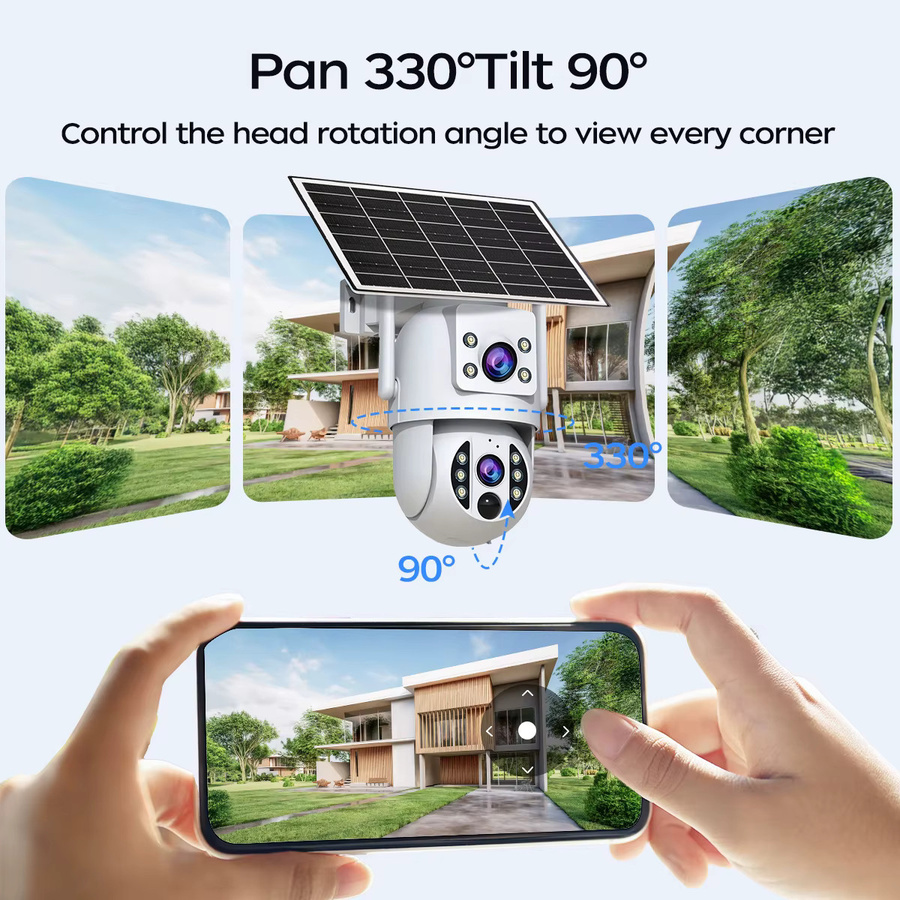 JOOAN 4K 6MP WLAN-Solar-Außenkamera mit Solarpanel, PTZ-IP-Kamera mit Doppellinsen in Weiß - Bild 6