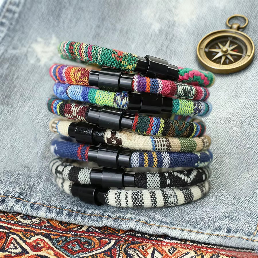 diffone Armband, bunt, geflochtenes Seil, Messing, Herren - Bild 1