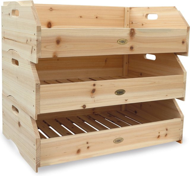 HABAU Holz Stapelkiste Maxi 3er Set braun B/T/H: 59 x 38 x 18 cm - Bild 1
