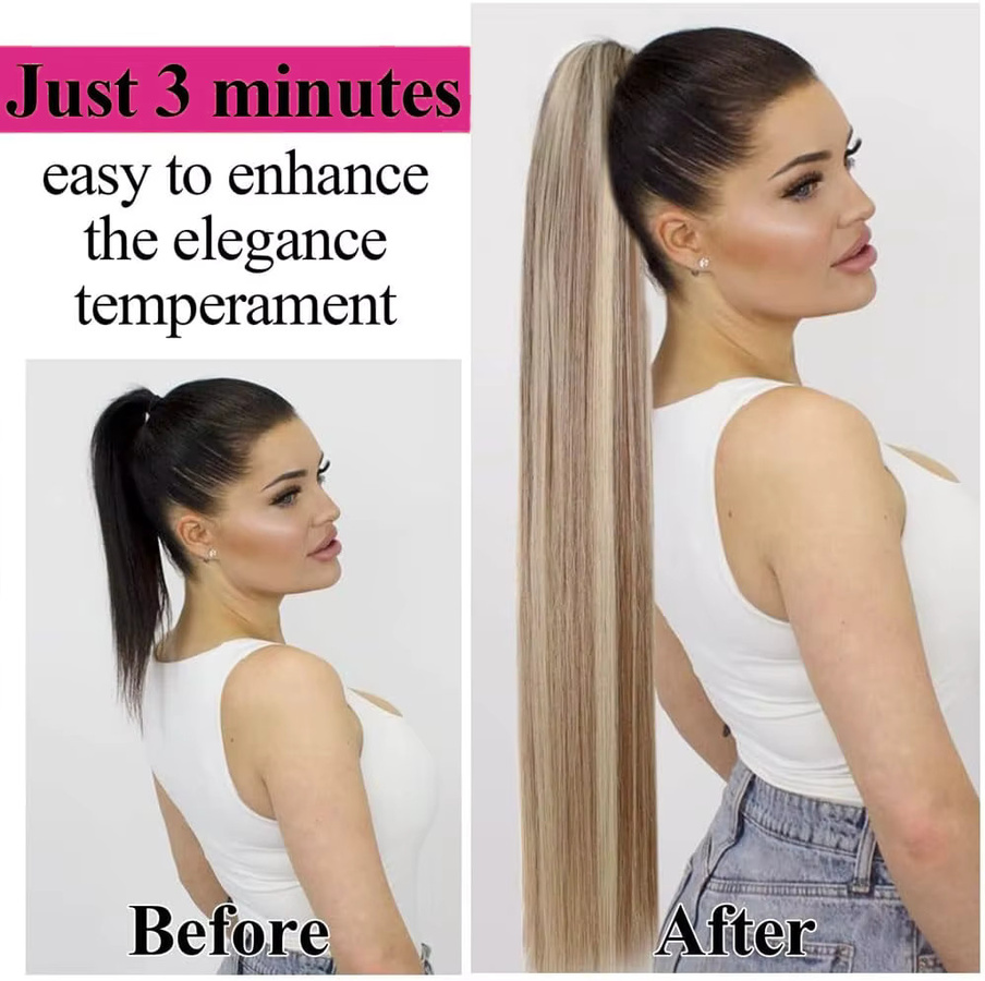 mayfive Clip-in-Haarverlängerung Pferdeschwanz, 100 % Echthaar, Farbe P8/613, Damen - Bild 4
