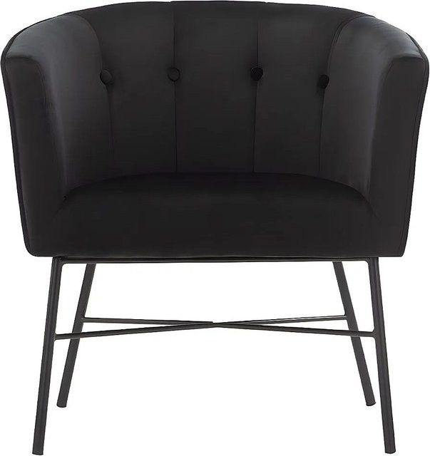 Vente-unique Sessel Fakart mit gerader Rückenlehne und Armlehnen aus Samt in Schwarz - Bild 1