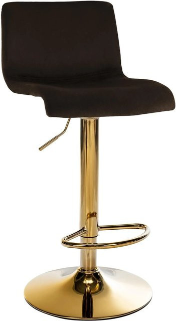 DELUKE Barhocker PESAN Barstuhl aus Samt in Braun mit Gold-Gestell, höhenverstellbar, drehbar mit Lehne, B/T/H: 39 x 36 x 83 cm - Bild 1