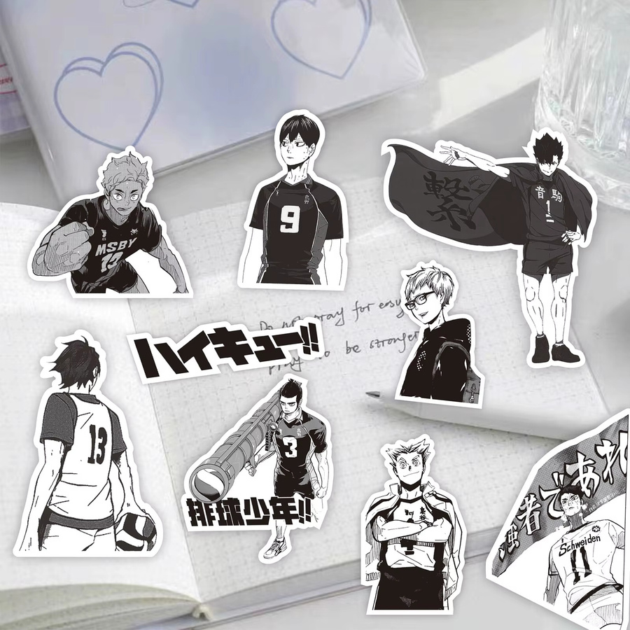68 Stück Haikyuu!! Anime Aufkleber Set in Schwarz und Weiß zur Dekoration von Laptop, Koffer und Scrapbook - Bild 4