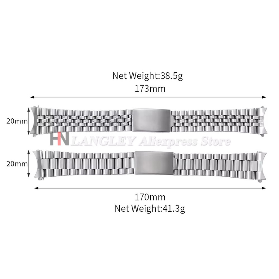 langley Uhrenarmband Edelstahl, Silber, 18 mm, 20 mm, Unisex - Bild 6