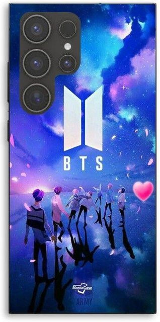 MANIACASE Handyhülle für Samsung Galaxy S23 Ultra aus Silikon TPU mit BTS Army Muster in Schwarz - Bild 1