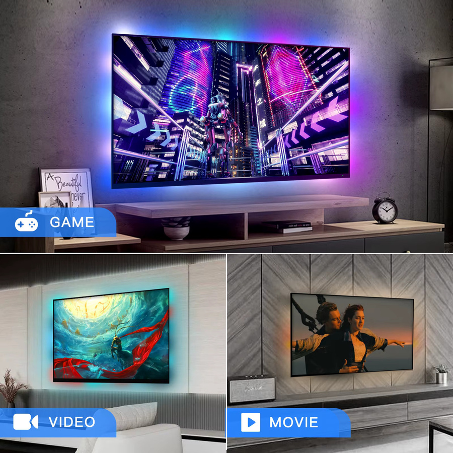 MOES Wifi Smart TV Hintergrundbeleuchtung LED Streifen Kit mit HDMI 2.0 Sync Box, RGB Multicolour, Steuerung per Alexa und Google Assistant - Bild 3