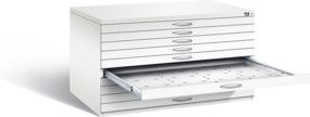 C+P Flachablageschrank Serie 7100_7200 in Verkehrsweiß, H x B x T: 76 x 135 x 96 cm - Bild 1